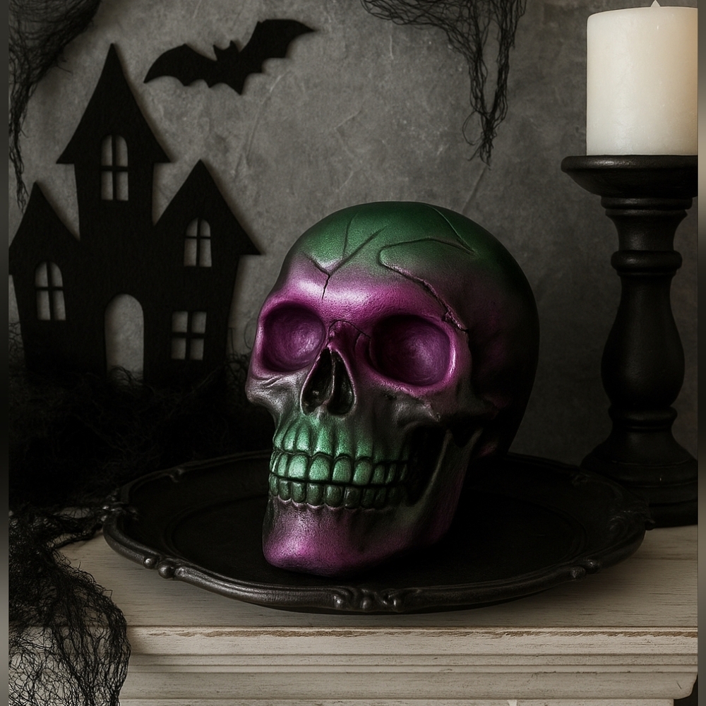 New Halloween Iridescent Skull Home Party Graveyard Decor